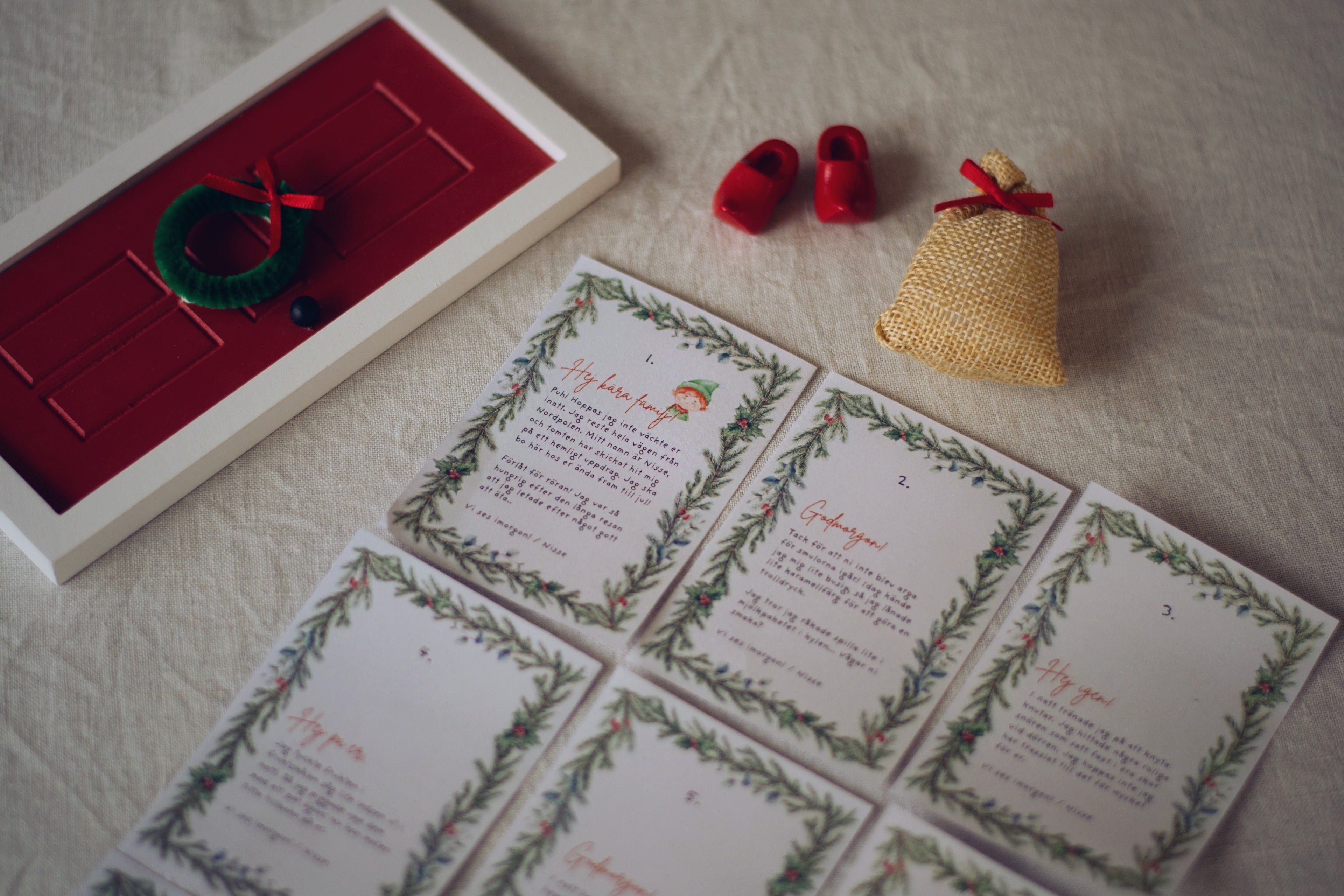 Utklippta nissebrev som du laddar ner och skriver ut för julen 2025